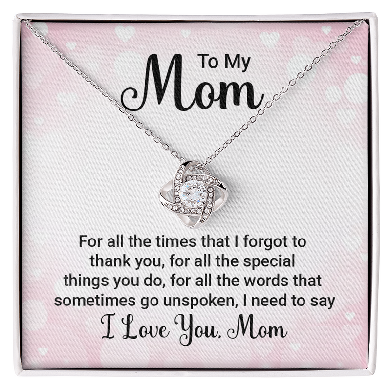 To My Mom, I Love You Mom Love Knot Necklace