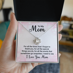 To My Mom, I Love You Mom Love Knot Necklace