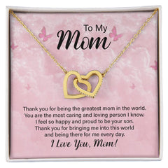 To My Mom, I Love You Interlocking Hearts Necklace