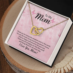 To My Mom, I Love You Interlocking Hearts Necklace