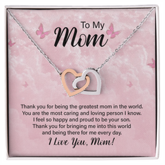 To My Mom, I Love You Interlocking Hearts Necklace