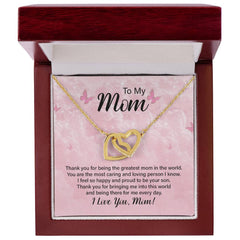 To My Mom, I Love You Interlocking Hearts Necklace