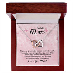 To My Mom, I Love You Interlocking Hearts Necklace
