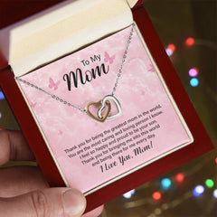 To My Mom, I Love You Interlocking Hearts Necklace