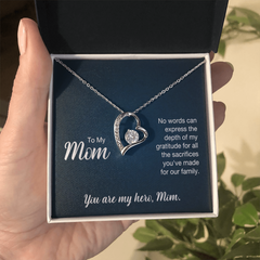 To My Mom, You  Are My Hero Forever Love Necklace